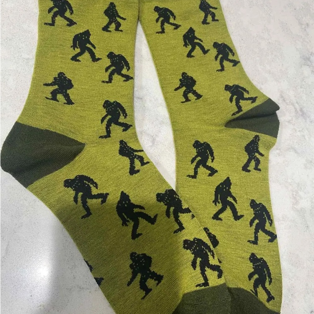 Green Bigfoot Patterned Socks